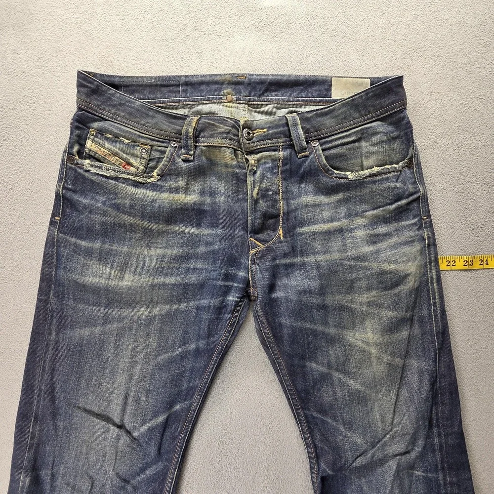 Diesel Jeans Mens 32x32 Blue Larkee Regular Straight Distressed Button Fly 0806W